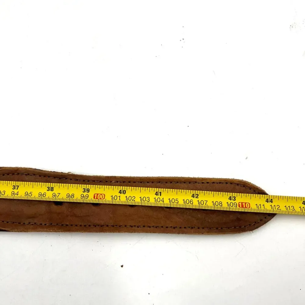 Handmade Leather Belt Woven Tribal Animal Motifs Green Tan